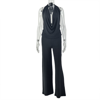 Trendy Casual Sleeveless Two-Piece Set With Backless Design