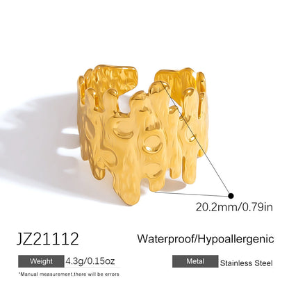Open-Ended Leaf-Shaped Stainless Steel Ring Stylish Accessory
