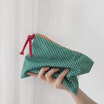 Classic Checkered Makeup Bag Portable Travel Organizer