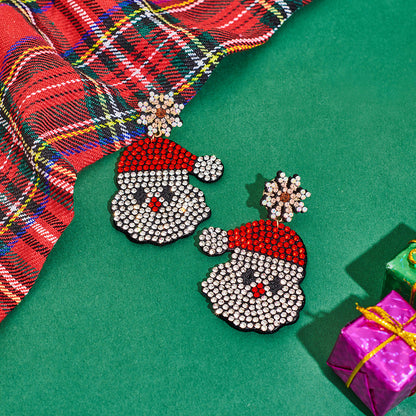 Trendy Enamel Christmas Theme Rhinestone Dangle Earring