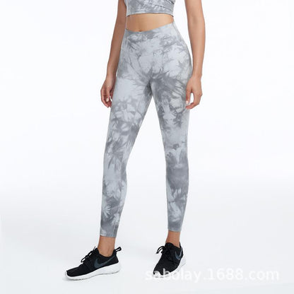 Large Tie Dyed Sports Underwear Women'S Training Fitness Vest With Bra Yoga Suit