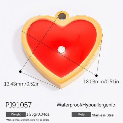 Colorful Heart Moon Pendant Charm Stainless Steel DIY Earrings