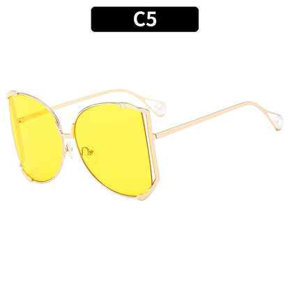 Trendy Oversized Metal Sunglasses UV400 Protection