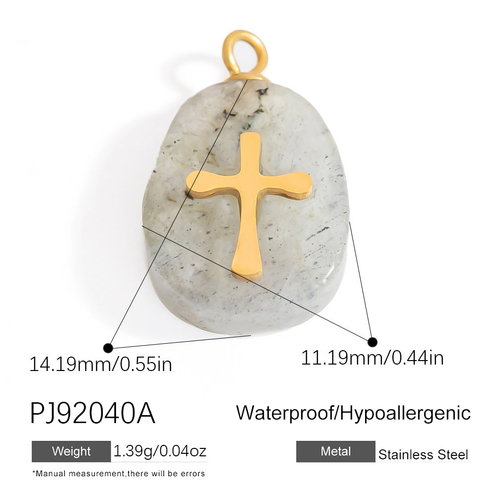 Butterfly Pendant Necklace Natural Stone Stainless Steel Jewelry