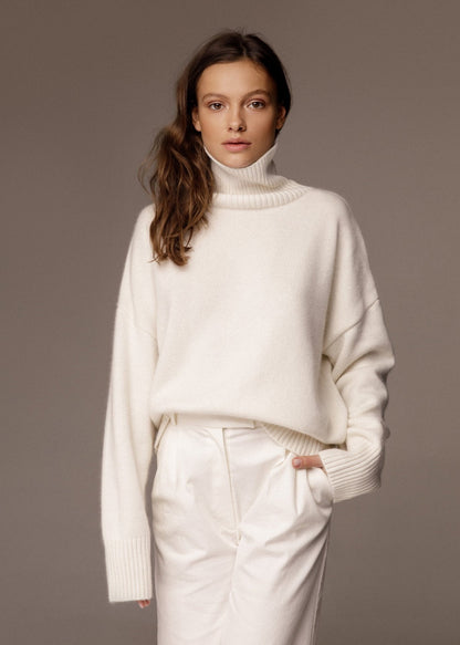 Ribbed Knit Turtleneck Sweater Soft Breathable Fabric