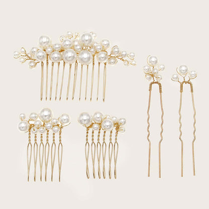 Retro Baroque Pearl Hair Fork Wedding Hair Accessories Set
