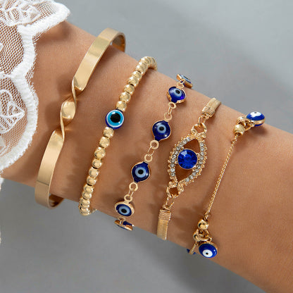 Bohemian Evil Eye Bracelets Set With Rhinestones