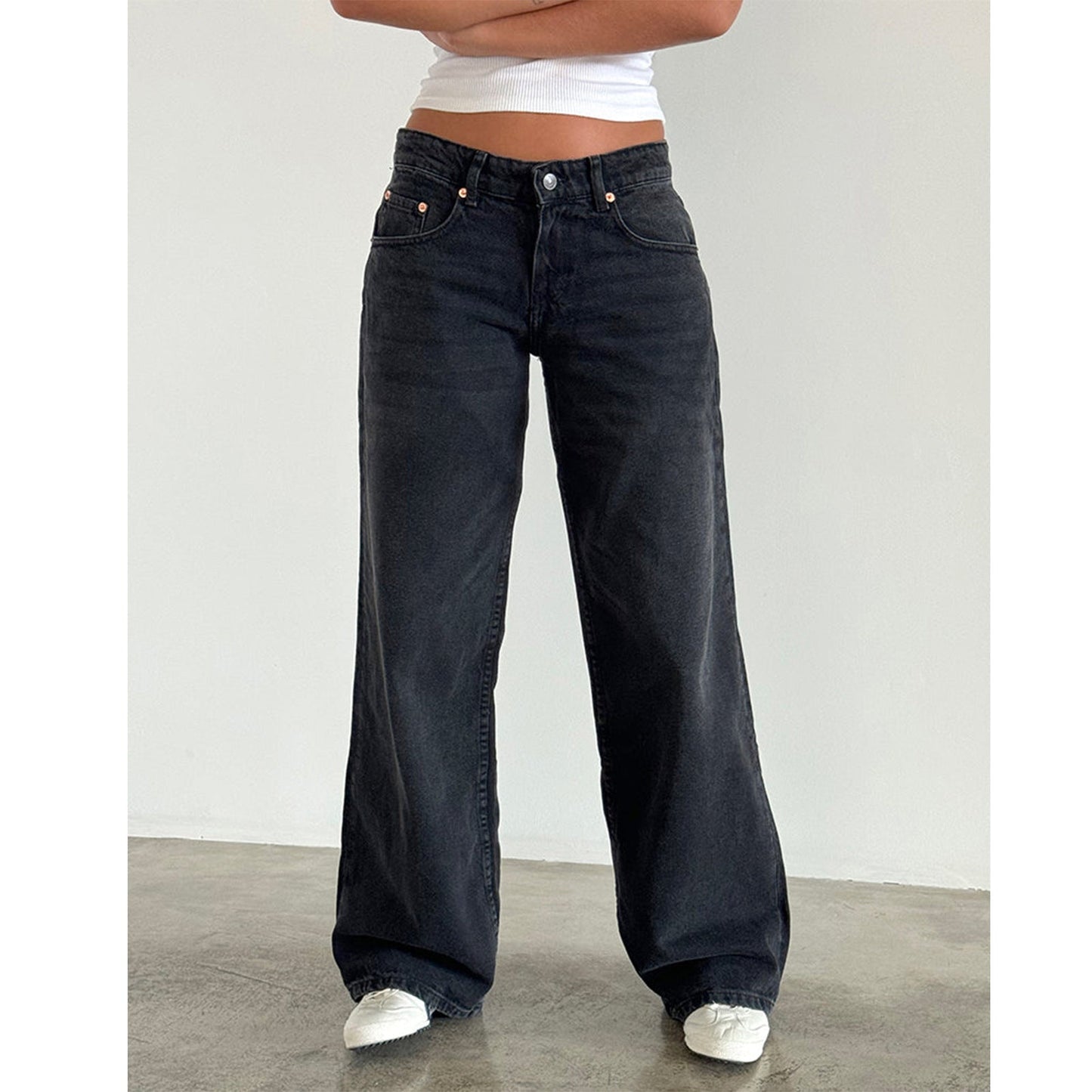 Vintage Low Rise Wide Leg Denim Jeans
