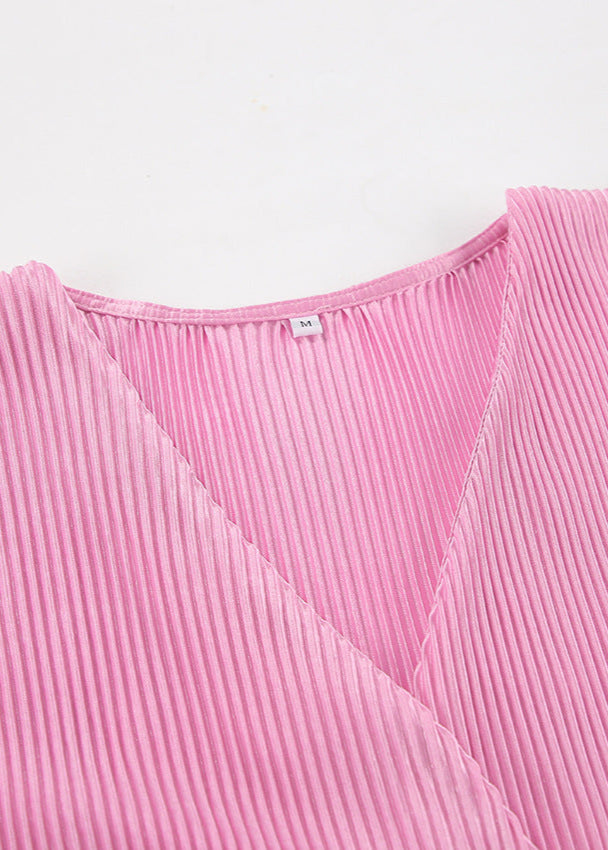 Pleated Wide Leg Lounge Set In Lightweight Fabric