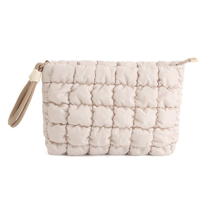 Puffer Quilted Solid Color Portable Cosmetic Bag