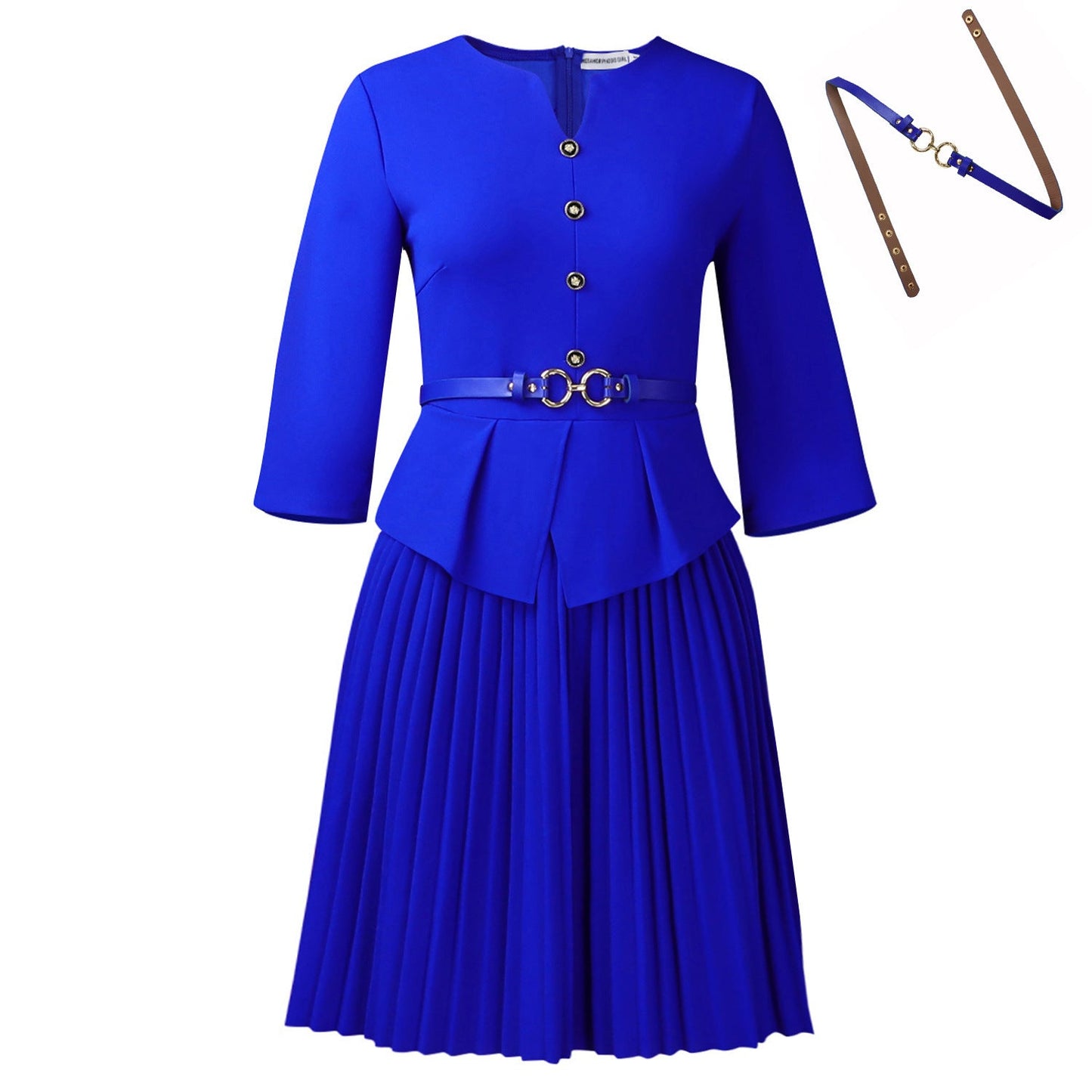 Elegant A-Line Knit Dress With Belt For Women