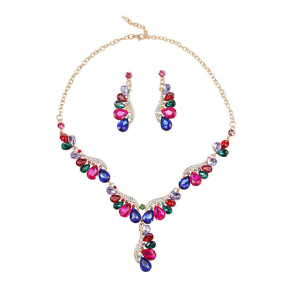 Luxury Drop-Shaped Gemstone Necklace and Earring Set for Formal Events