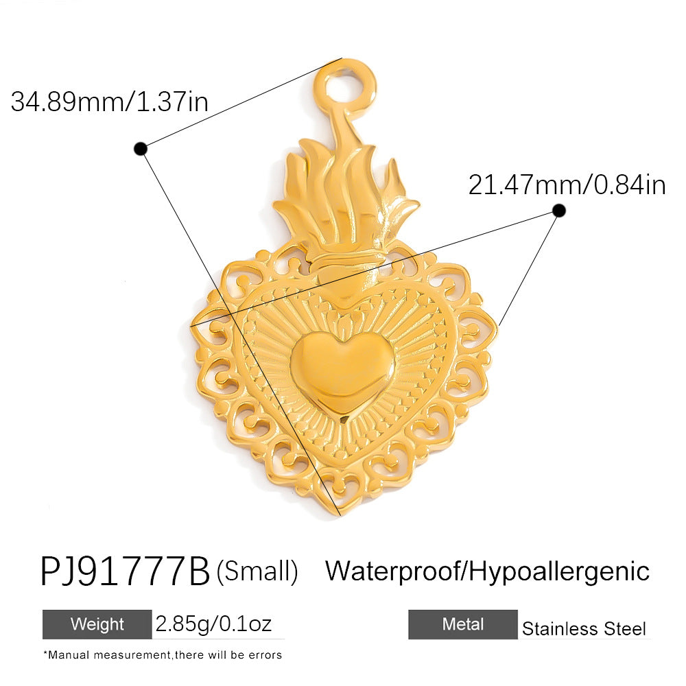 Evil Eye Hamsa Pendant Necklace Stainless Steel 18K Gold DIY Vintage Floral Charm
