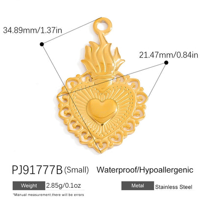 Evil Eye Hamsa Pendant Necklace Stainless Steel 18K Gold DIY Vintage Floral Charm