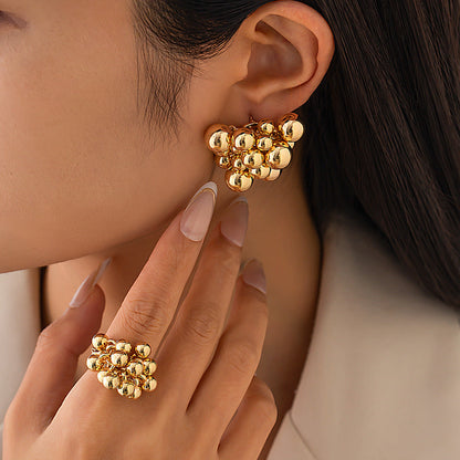 Geometric Metal Bead Earrings Stylish Casual Jewelry