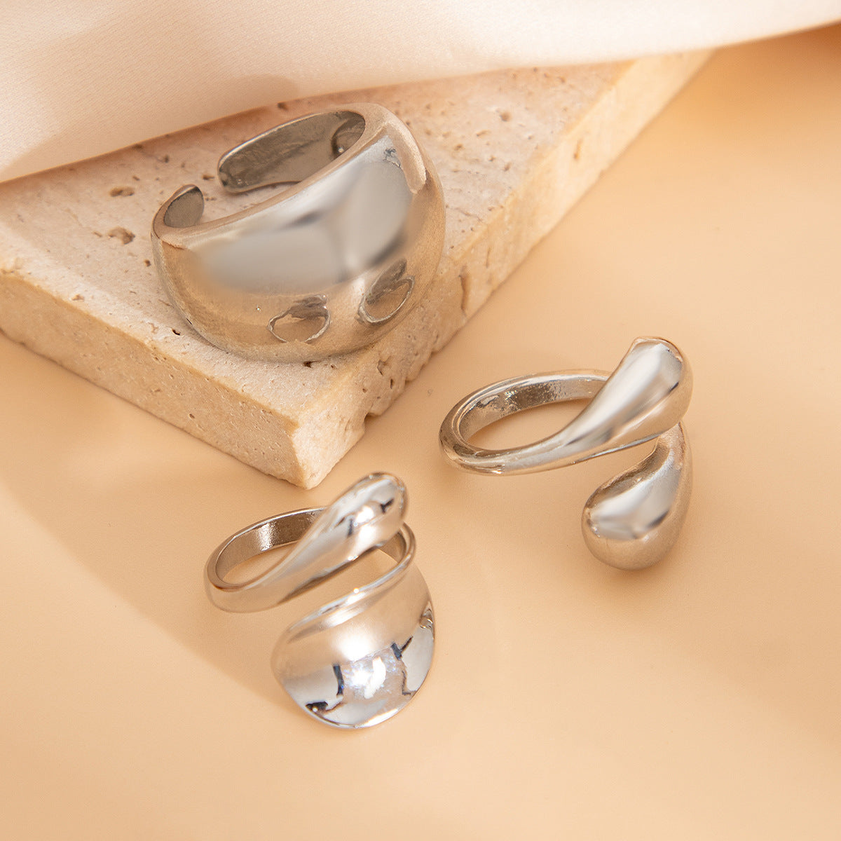 Trendy Geometric Metal Drop Rings For Women