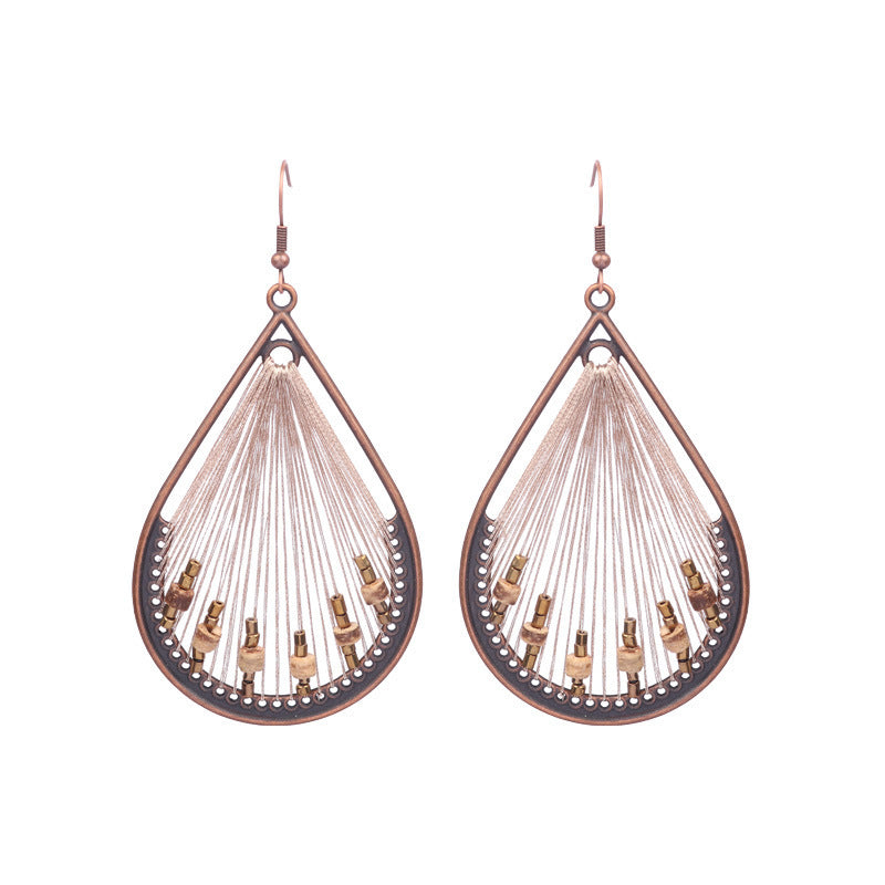 Bohemian Pearl Shell Long Tassel Earrings Geometric Circle Set