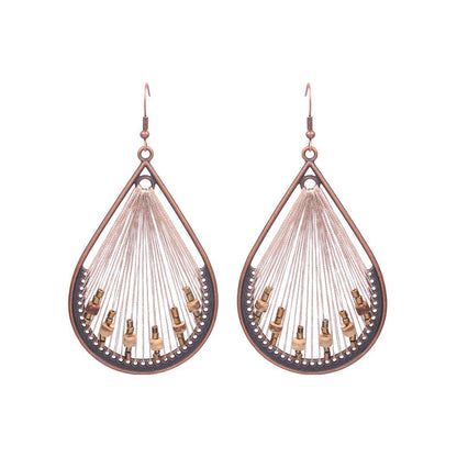 Bohemian Pearl Shell Long Tassel Earrings Geometric Circle Set