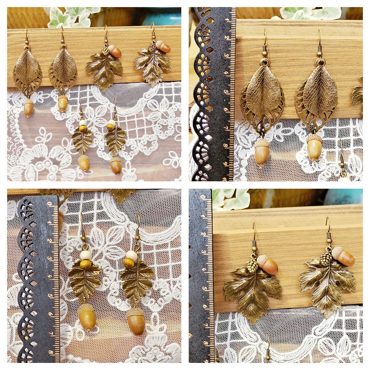 Bohemian Long Tassel Leaf Earrings Natural Wood
