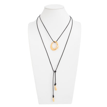 Minimalist Geometric Pendant Long Necklace In Gold