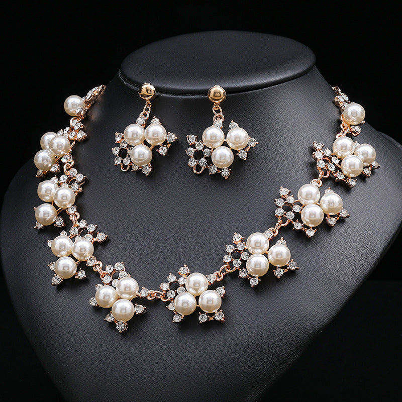 Elegant Pearl Necklace Set for Women - Gold Alloy Bridal Accessories