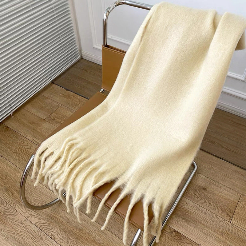 2+ Solid Color Tassel Mohair Scarves