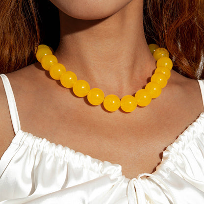 Dopamine Colorful Acrylic Beaded Necklace Trendy Sweet Style