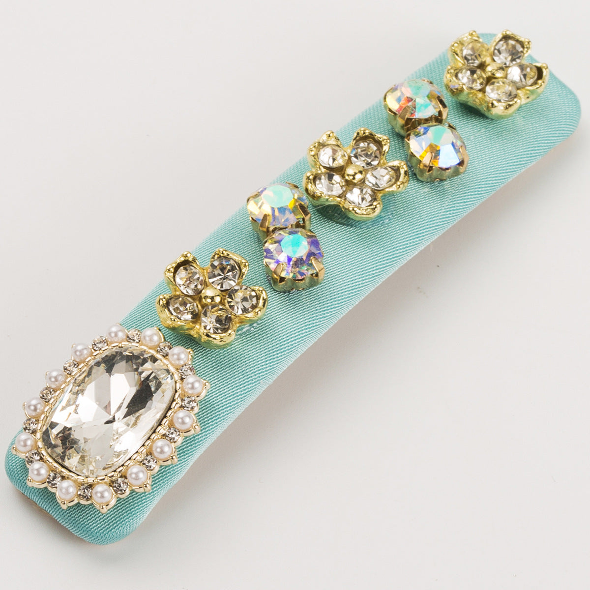Elegant Rhinestone Hair Clip Floral Design Alloy Side Clip