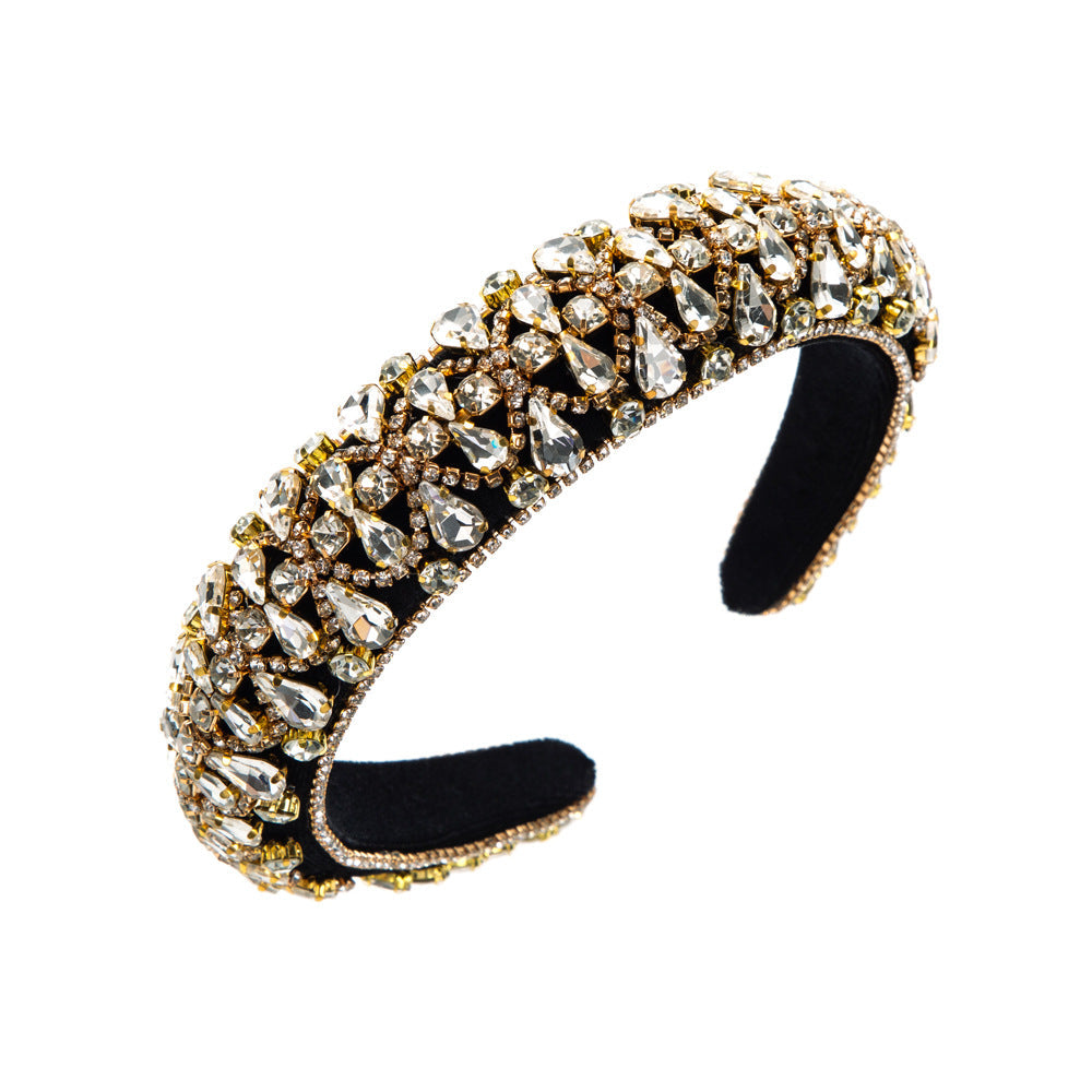 Trendy Rhinestone Wide Headband Elegant Baroque Hair Accessory
