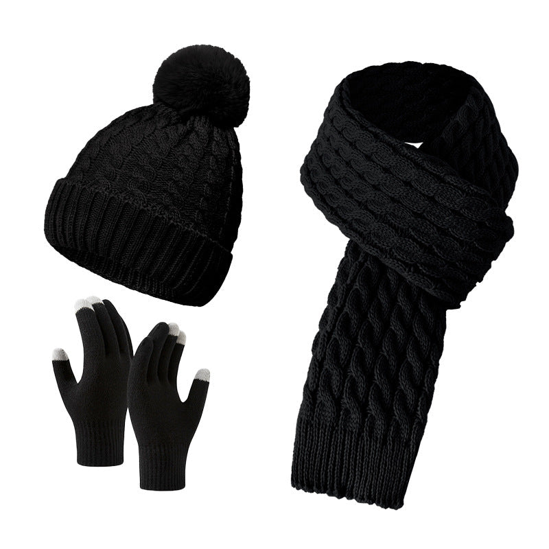 Warm Knit Beanie Scarf Gloves Set