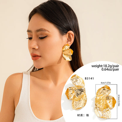 Geometric Heart Shaped Metal Foldable Earrings For Women