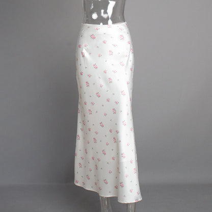 Floral Print High-Waisted Midi Skirt Elegant A-Line Style