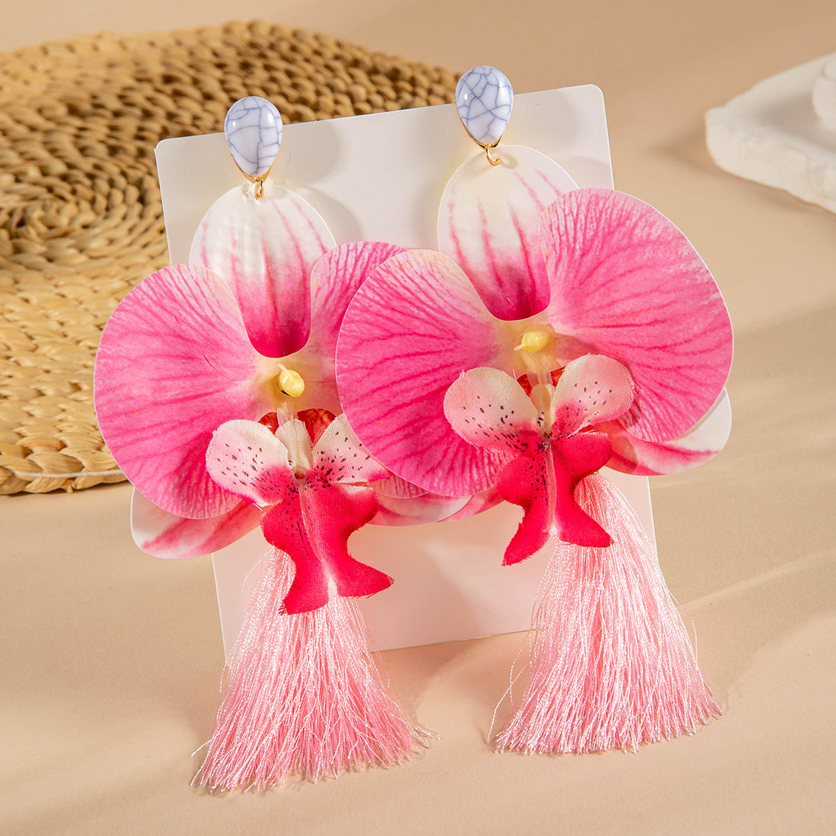 Colorful Orchid Flower Earrings Fresh Atmosphere