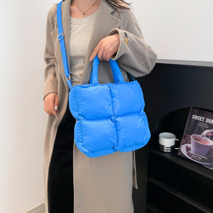 Soft Quilted Nylon Tote Bag Stylish Casual Handbag
