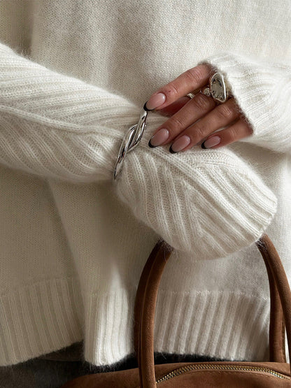 Knit Turtleneck Solid Color Casual Sweater