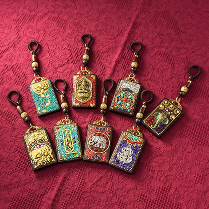 Nepal Exotic Keychain Pendant Creative Personality Men'S And Women'S Car Chain Red Hand Woven Rope Pendant