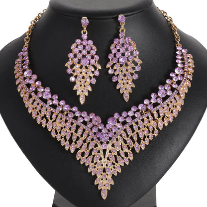Alloy Choker Necklace With Crystal Gemstones - Vintage Style Jewelry Set