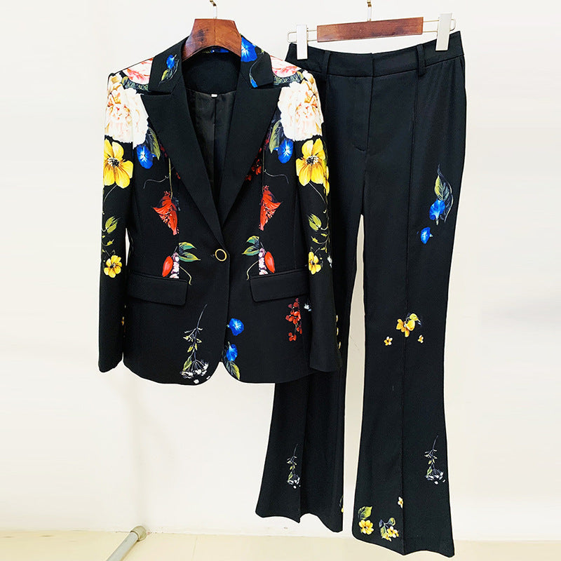 Floral Print Blazer Trouser Set