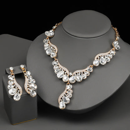 Luxury Drop-Shaped Gemstone Necklace and Earring Set for Formal Events