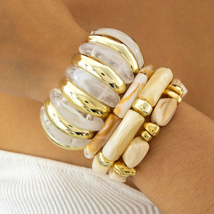Exaggerated Acrylic Bead Bracelet Set Colorful Retro Jewelry