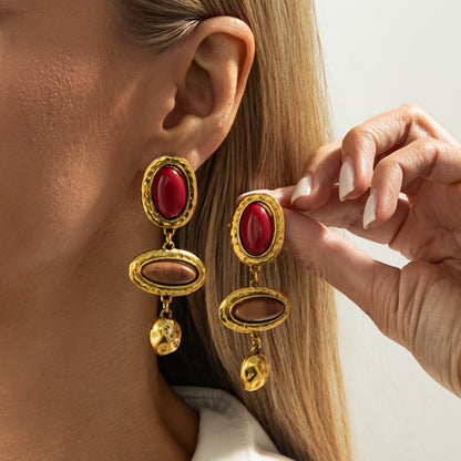Bohemian Floral Resin Earrings Vintage Geometric Design