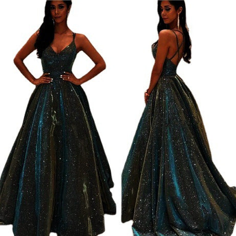 Elegant A-Line Evening Gown with Sequin Detail