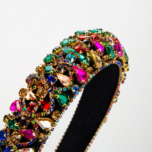 Trendy Rhinestone Wide Headband Elegant Baroque Hair Accessory