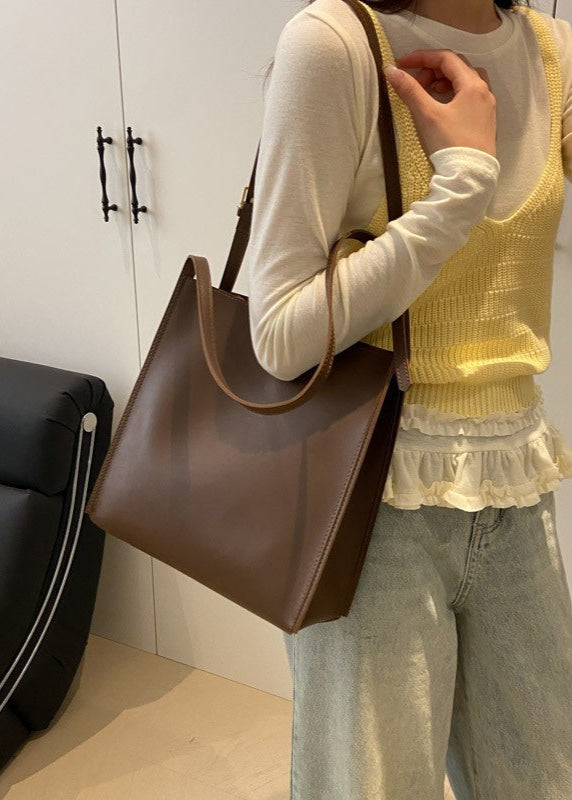 Structured PU Leather Tote With Shoulder Strap