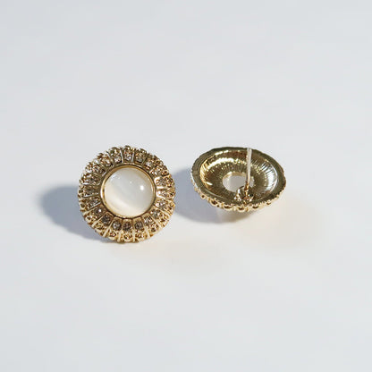 Round Catâs Eye Stone Clip-On Earrings