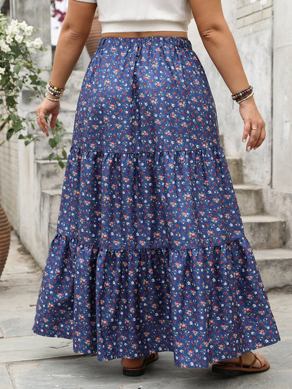 Floral Pleated Maxi Skirt Comfortable Casual Women'S Skirt