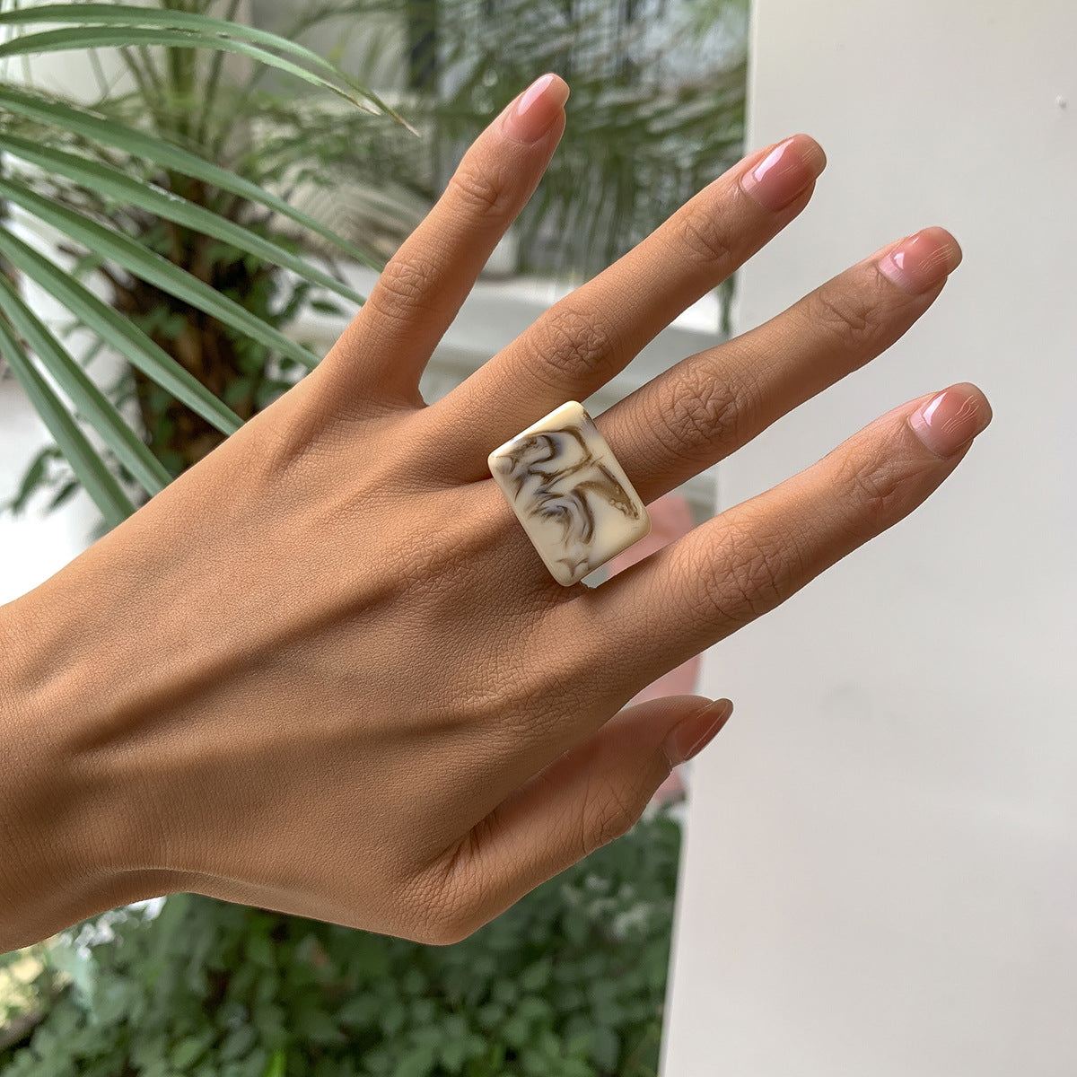 Colorful Acrylic Geometric Resin Rings Stylish Casual Accessories