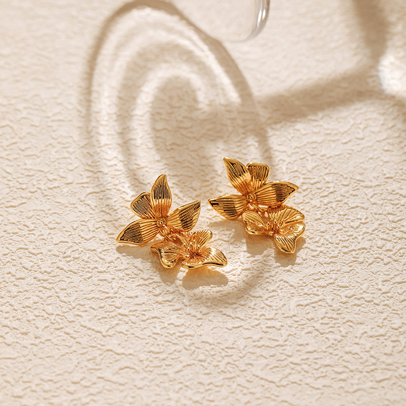 Irregular Vintage Flower Pendant Elegant Earrings