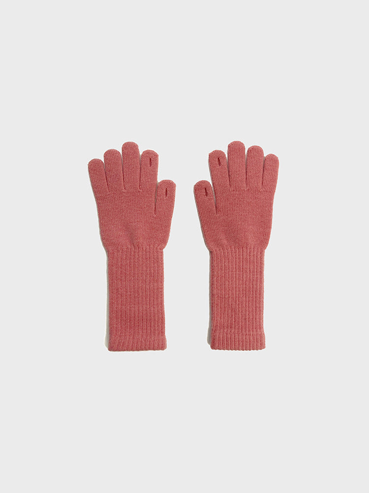 Simple Solid Color Warm Knit Wool Gloves
