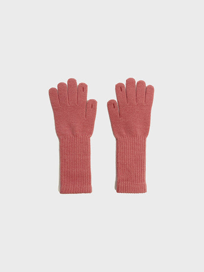Simple Solid Color Warm Knit Wool Gloves